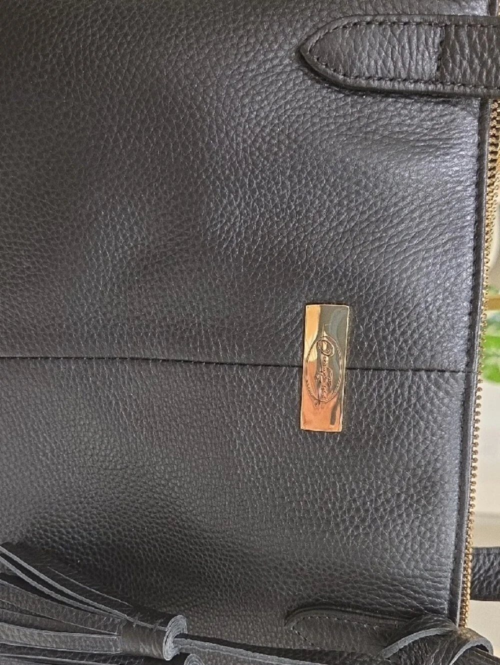 Onna Ehrlich Black Leather Tote with Tassel
